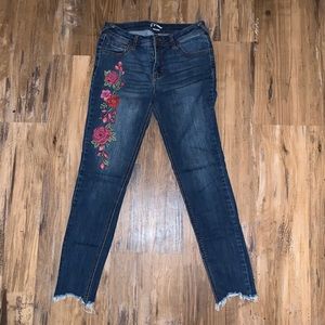 floral embroidered jeans